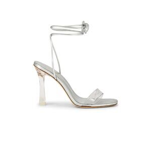 Larroude Gloria Heel Ankle Wrap Lace Up Transparent Silver - 8
